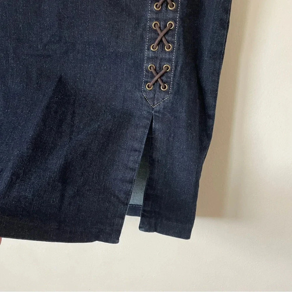 Ralph Lauren Y2K denim pencil skirt with lace up detail - Picture 3 of 7